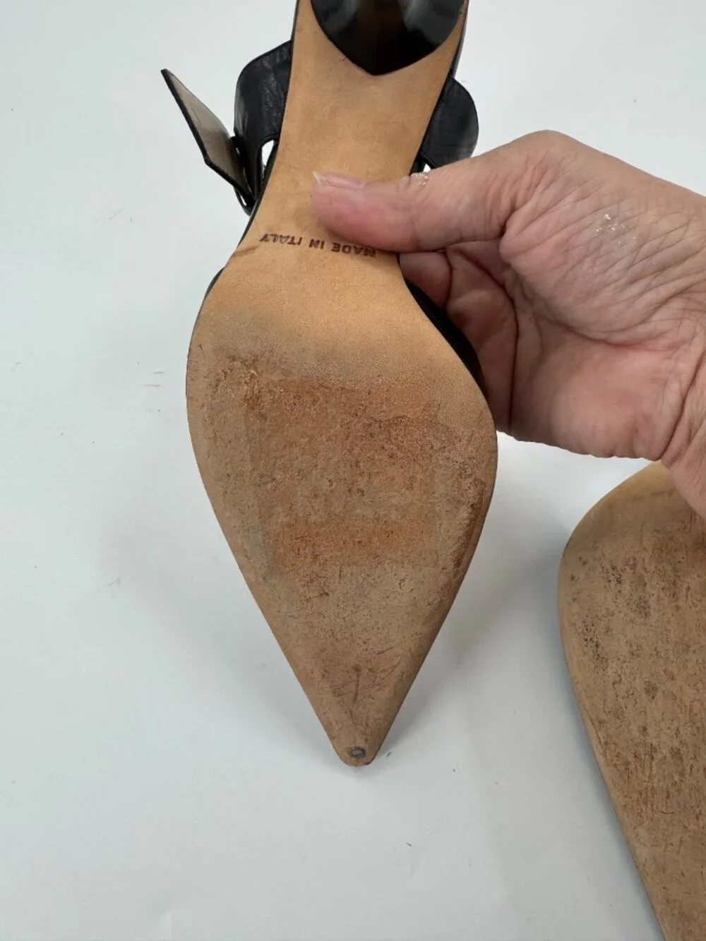 Michael Kors Black Leather Pointed-Toe Slingback Heels Size 9 Made In Italy
